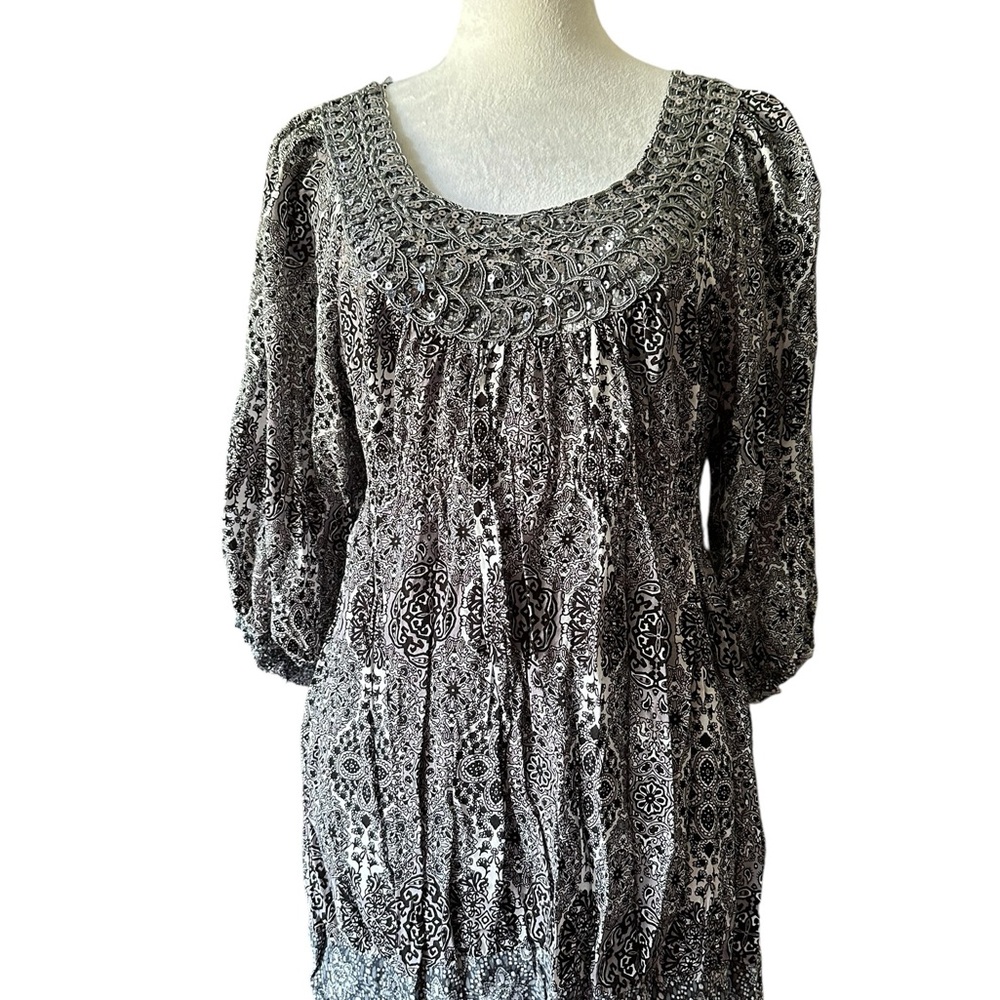 ONE WORLD Monochrome Textured Blouse